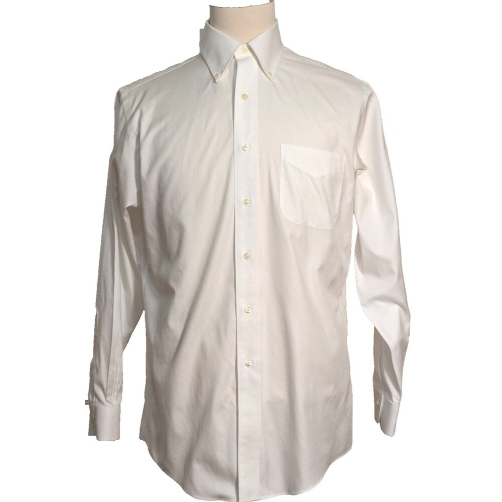 Brooks Brothers Men's Shirt 16-34 White Non-Iron Slim Fit Oxford Button Down